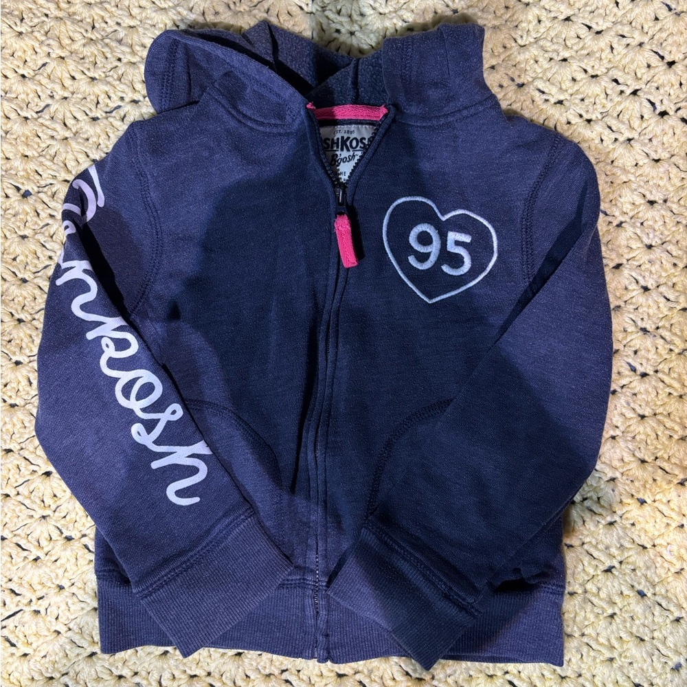 🦋10/$20 OshKosh B'gosh Blue and Pink Zip-Up Hoodie Sweatshirt